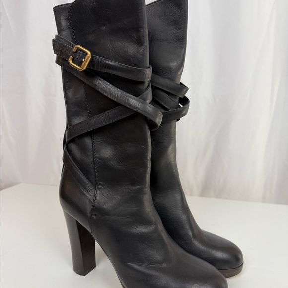 New Chloe Silverado Black Leather High-Heel Women’s Boots Size 8 - Picture 3 of 8